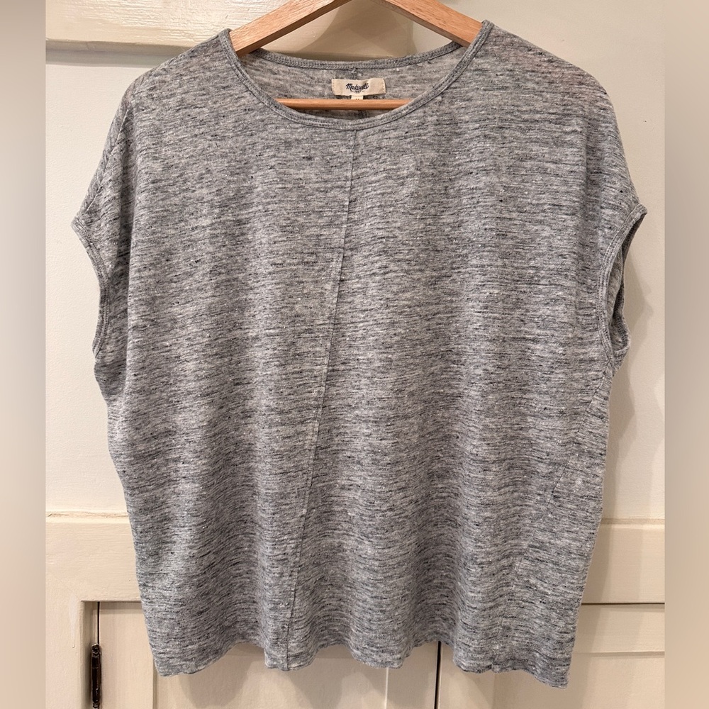 MADEWELL linen cocoon top heather grey